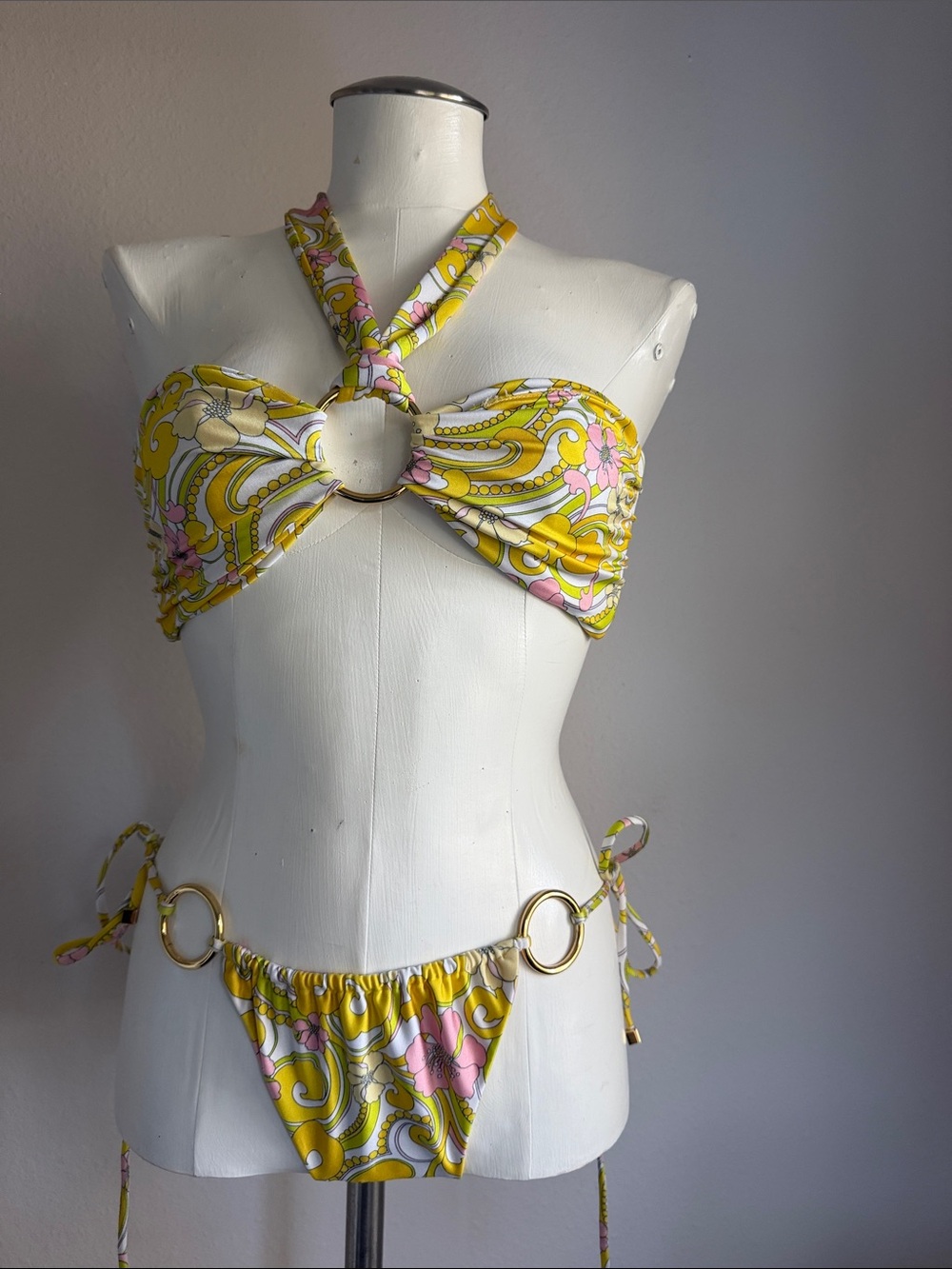 Cin Cin Yellow Swim suit Bikini Bottom Sz L and Top Sz S Purchased separately